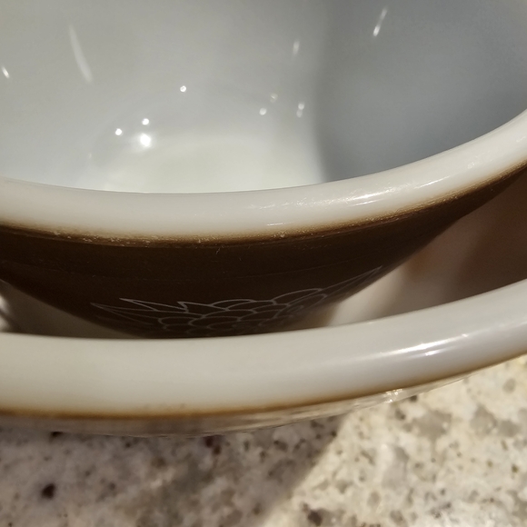 Pyrex Woodland Patterned Mixing Bowls Set 2 1970 Opalware - Picture 9 of 15